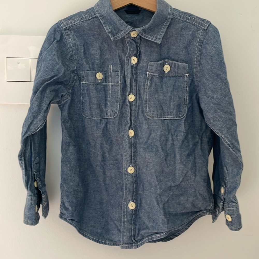 Gap baby denim blue shirt collar long sleeve size 5t